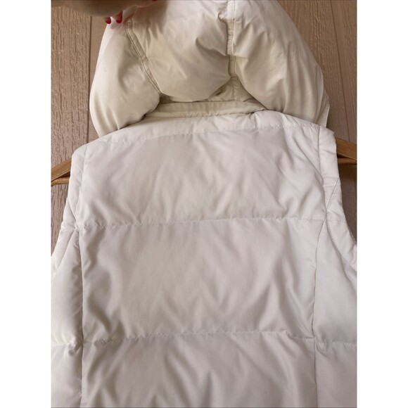 Vintage Y2K The Gap Ivory Cream Puffer Vest Goose Down Stow Hood Hoodie Small - Picture 10 of 16